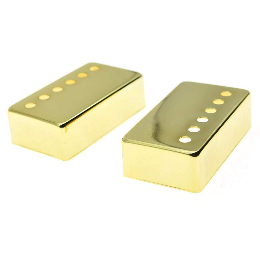 Dopro Set of 2 Metal Humbucker Guitar Pickup Cover Brass Humbucker Pickup Covers 49.2mm/52mm Pole Spacing Gold